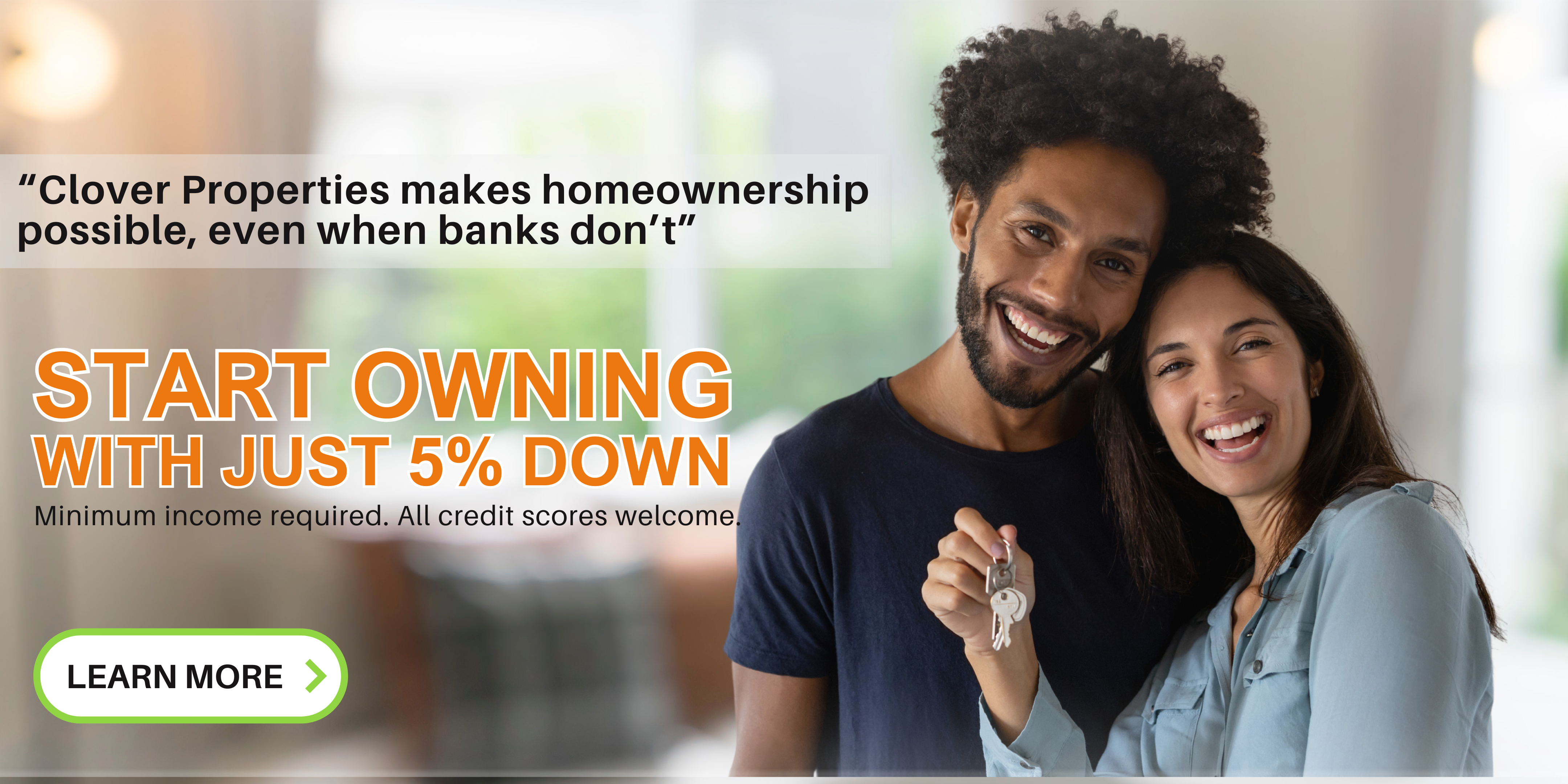 If you have 5% down, you can get started in a Rent-to-Own Today